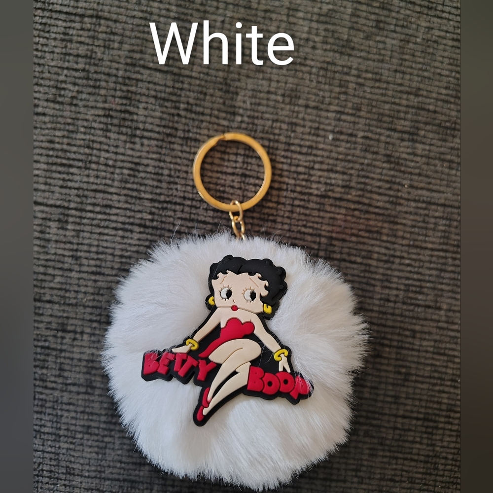 Betty Boop White Fur Keychain
